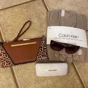 Wristlet, sunglasses, hat, scarf, glove set